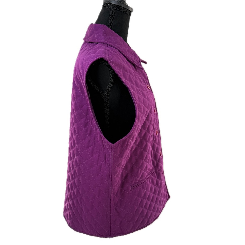 Drapers & Damons Purple Quilted Button Up Vest with Collar, Pockets Size P-Large - Picture 11 of 17